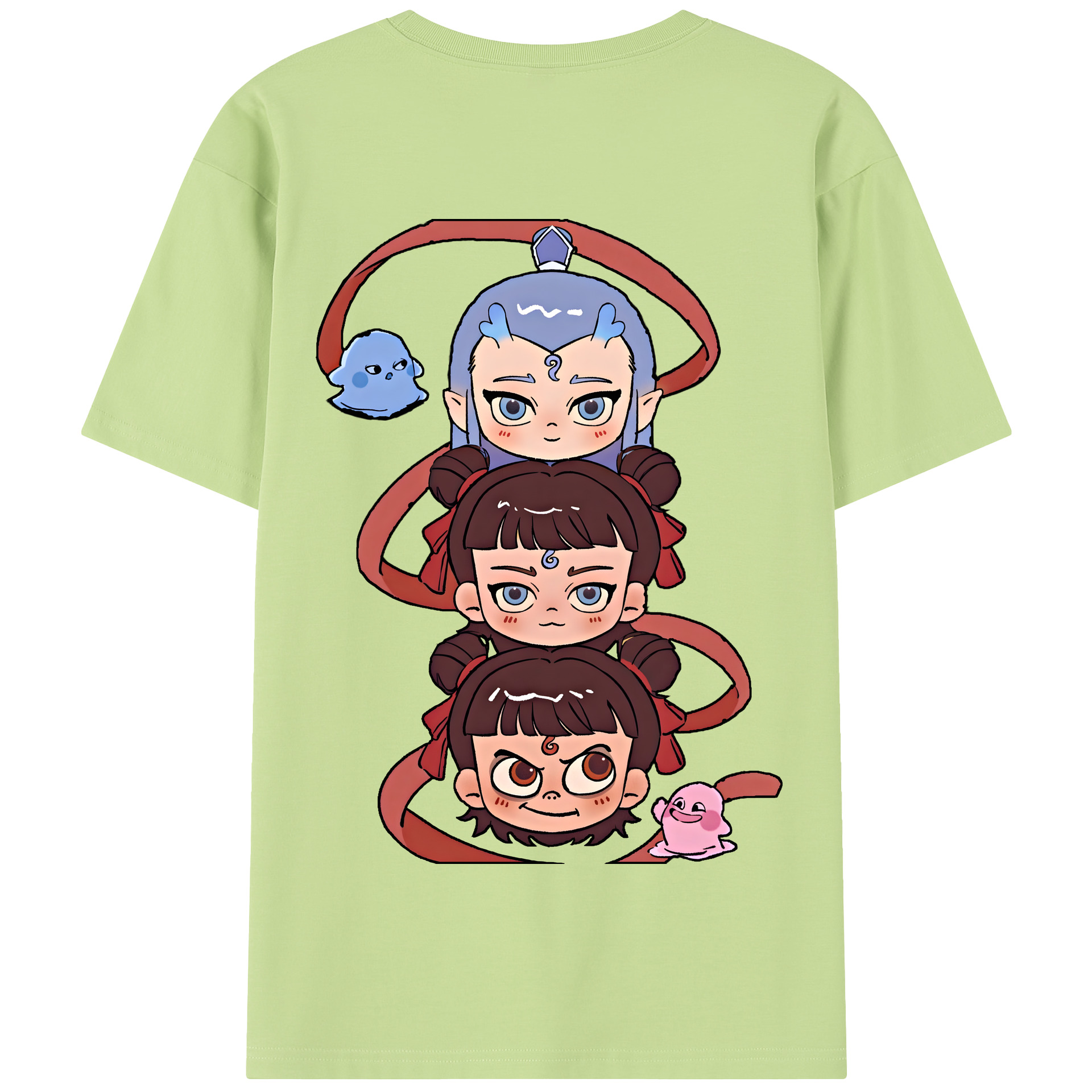 （画像用） Ne Zha 2 ナタ 魔童の大暴れ 綿100％半袖Tシャツ（背面プリント）